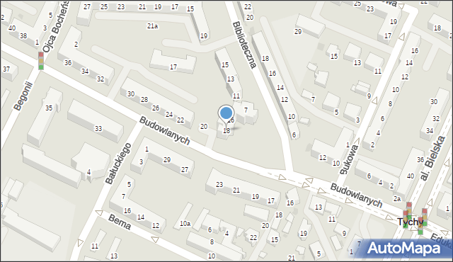 Tychy, Budowlanych, 18, mapa Tychów