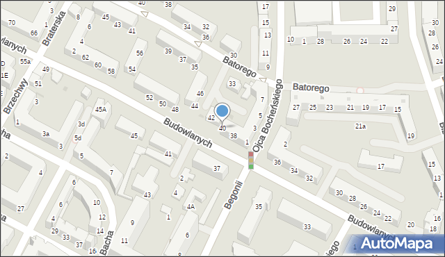 Tychy, Budowlanych, 40, mapa Tychów