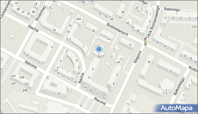 Tychy, Budowlanych, 43, mapa Tychów