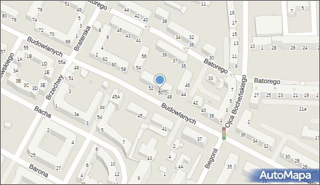 Tychy, Budowlanych, 50, mapa Tychów