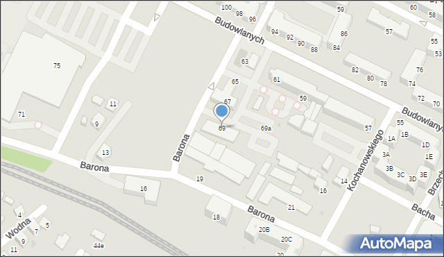 Tychy, Budowlanych, 69, mapa Tychów