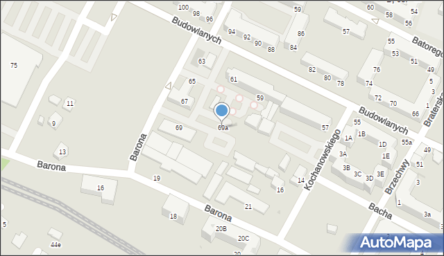 Tychy, Budowlanych, 69a, mapa Tychów