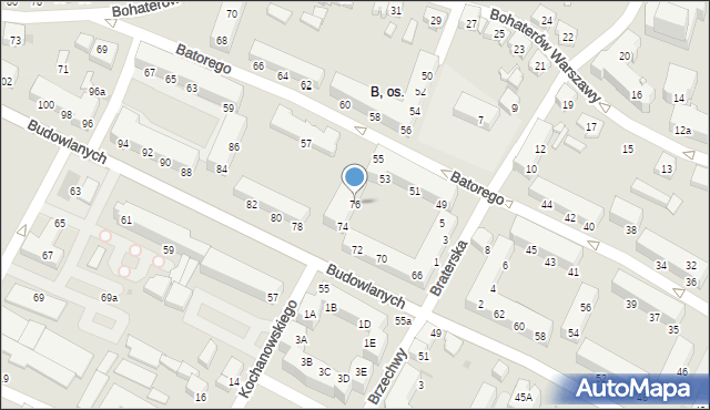 Tychy, Budowlanych, 76, mapa Tychów