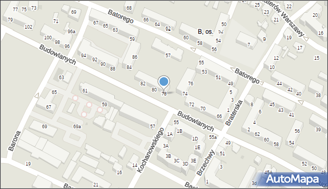Tychy, Budowlanych, 78, mapa Tychów