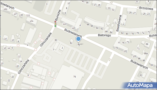 Tychy, Budowlanych, 79, mapa Tychów