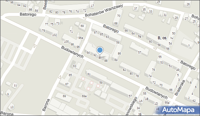 Tychy, Budowlanych, 90, mapa Tychów