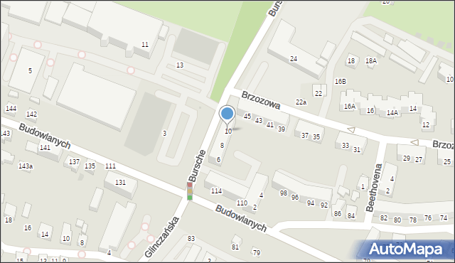 Tychy, Bursche Juliusza, ks. bp., 10, mapa Tychów