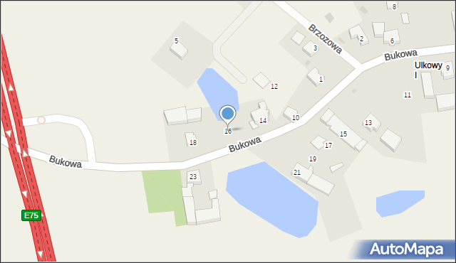 Ulkowy, Bukowa, 16, mapa Ulkowy