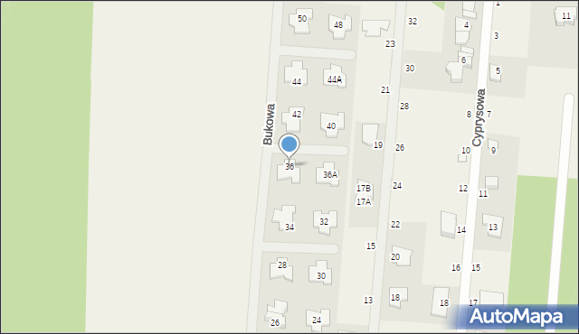 Ustanów, Bukowa, 36, mapa Ustanów