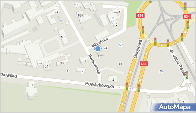 Warszawa, Burakowska, 4, mapa Warszawy