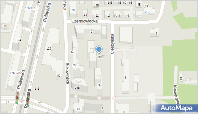 Warszawa, Bukowińska, 26A, mapa Warszawy