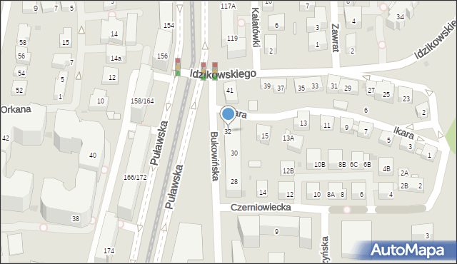 Warszawa, Bukowińska, 32, mapa Warszawy