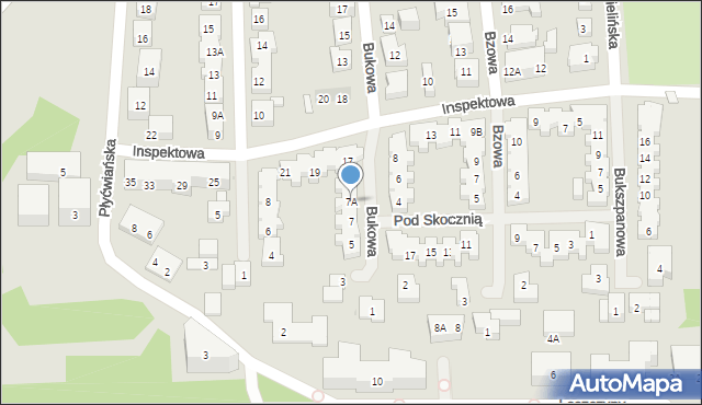 Warszawa, Bukowa, 7A, mapa Warszawy