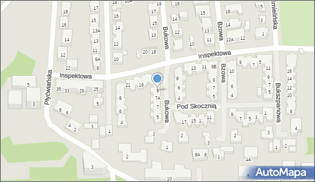 Warszawa, Bukowa, 9, mapa Warszawy