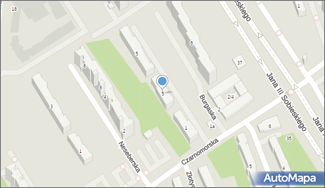 Warszawa, Burgaska, 3, mapa Warszawy