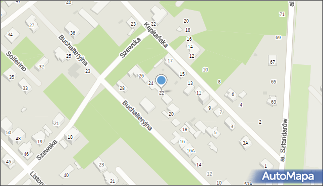 Warszawa, Buchalteryjna, 22, mapa Warszawy