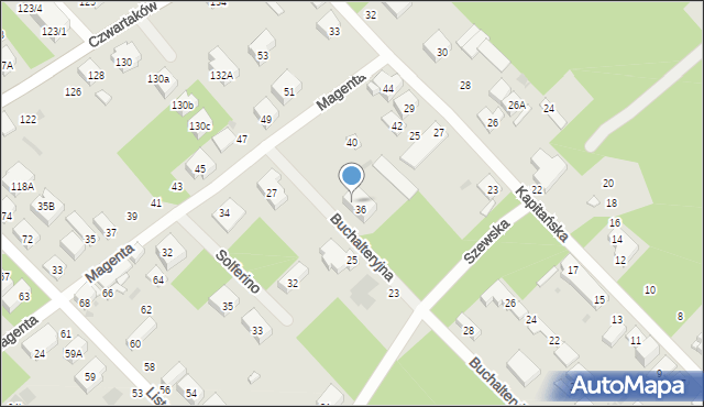 Warszawa, Buchalteryjna, 38, mapa Warszawy