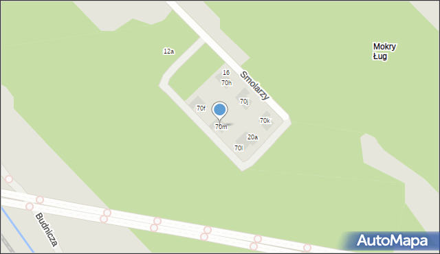 Warszawa, Budnicza, 70m, mapa Warszawy