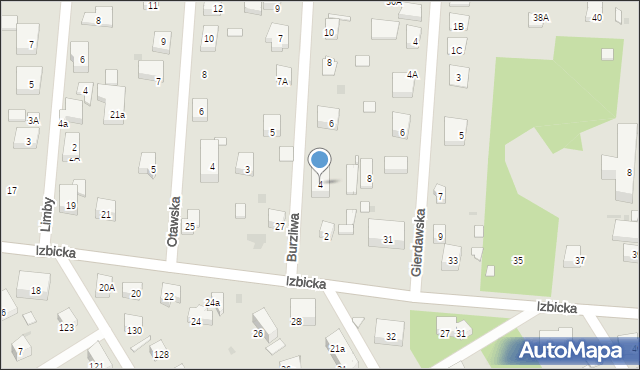 Warszawa, Burzliwa, 4, mapa Warszawy