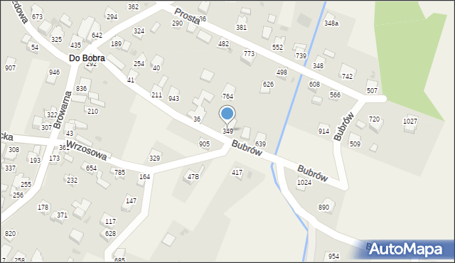 Wieprz, Bubrów, 349, mapa Wieprz