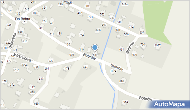 Wieprz, Bubrów, 639, mapa Wieprz