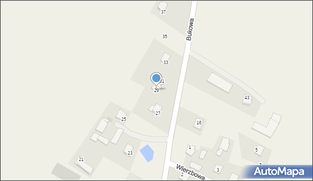 Wikielec, Bukowa, 29, mapa Wikielec