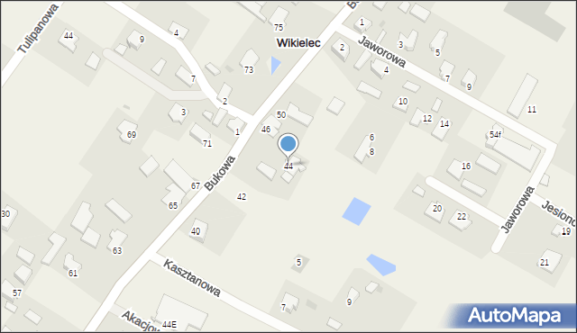 Wikielec, Bukowa, 44, mapa Wikielec