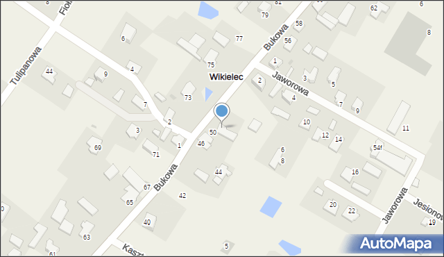 Wikielec, Bukowa, 52, mapa Wikielec