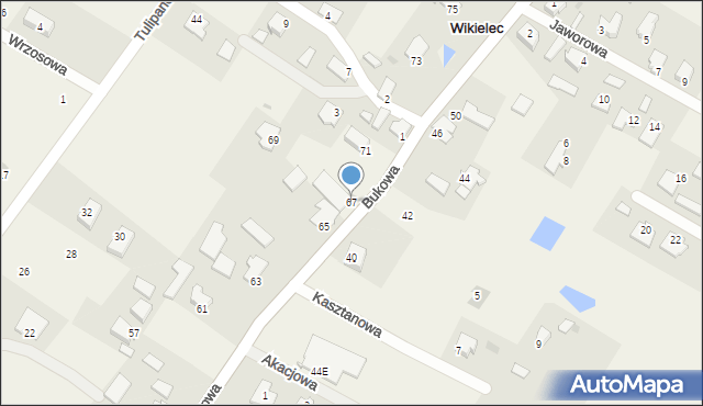 Wikielec, Bukowa, 67, mapa Wikielec