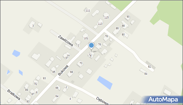 Wikielec, Bukowa, 74, mapa Wikielec