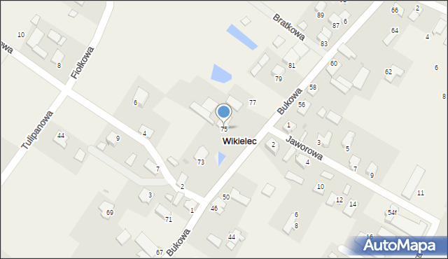 Wikielec, Bukowa, 75, mapa Wikielec