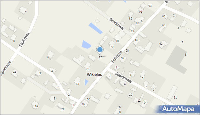 Wikielec, Bukowa, 77, mapa Wikielec