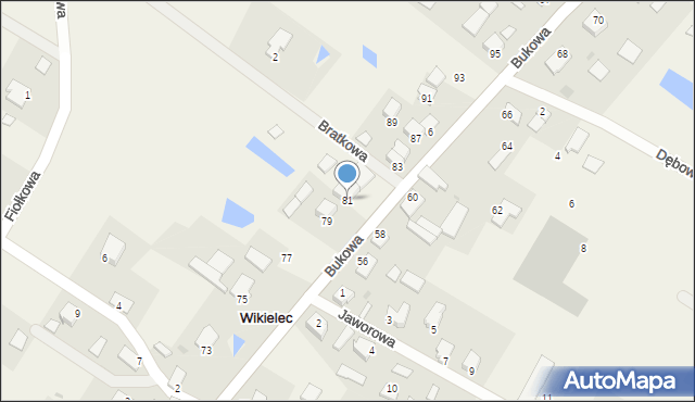 Wikielec, Bukowa, 81, mapa Wikielec