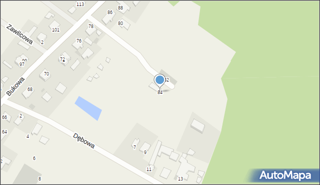 Wikielec, Bukowa, 84, mapa Wikielec