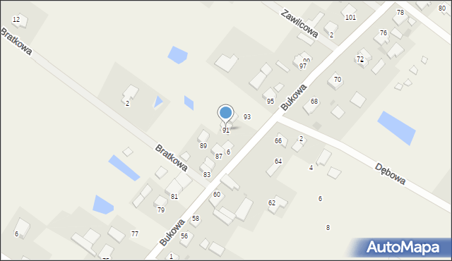 Wikielec, Bukowa, 91, mapa Wikielec