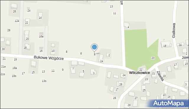 Wilczkowice, Bukowe Wzgórze, 4, mapa Wilczkowice