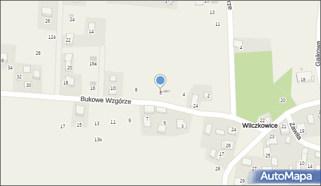 Wilczkowice, Bukowe Wzgórze, 6, mapa Wilczkowice