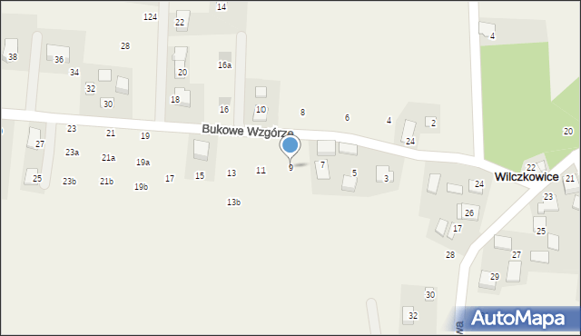Wilczkowice, Bukowe Wzgórze, 9, mapa Wilczkowice