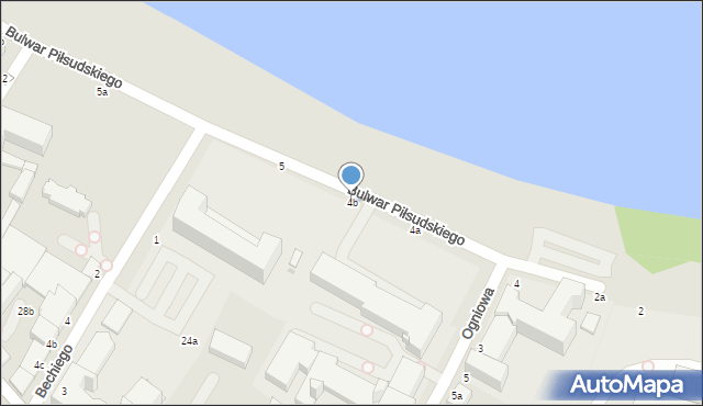 Włocławek, Bulwar Piłsudskiego Józefa, marsz., 4b, mapa Włocławka