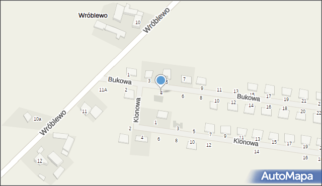Wróblewo, Bukowa, 4, mapa Wróblewo