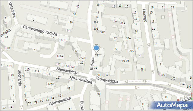 Wrocław, Bujwida Odona, 33, mapa Wrocławia