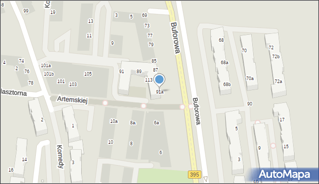 Wrocław, Buforowa, 91a, mapa Wrocławia