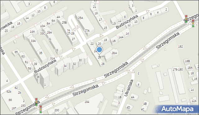 Wrocław, Budziszyńska, 26, mapa Wrocławia