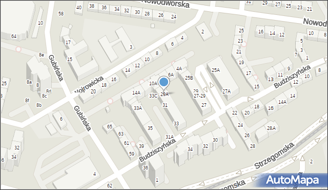 Wrocław, Budziszyńska, 29A, mapa Wrocławia