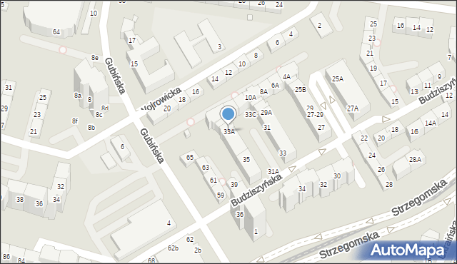 Wrocław, Budziszyńska, 33A, mapa Wrocławia