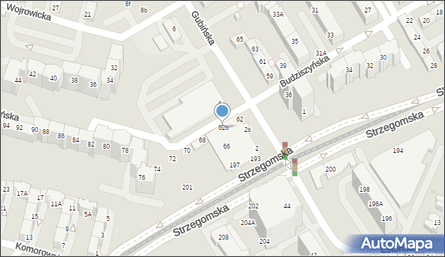 Wrocław, Budziszyńska, 62b, mapa Wrocławia