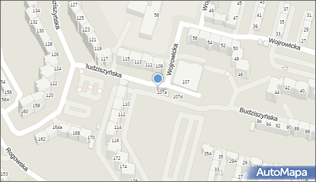 Wrocław, Budziszyńska, 107b, mapa Wrocławia