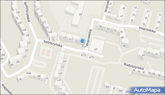 Wrocław, Budziszyńska, 107c, mapa Wrocławia