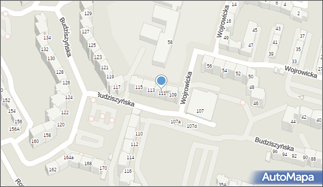 Wrocław, Budziszyńska, 111, mapa Wrocławia