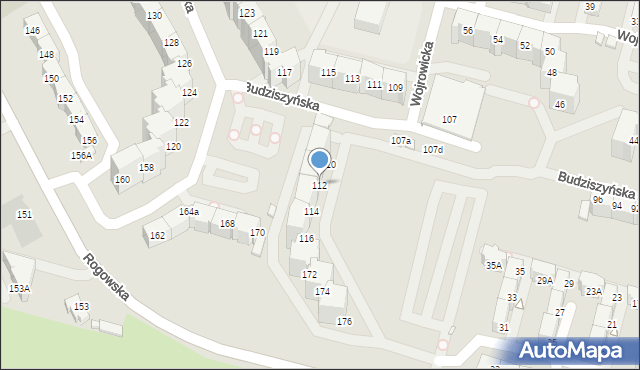 Wrocław, Budziszyńska, 112, mapa Wrocławia